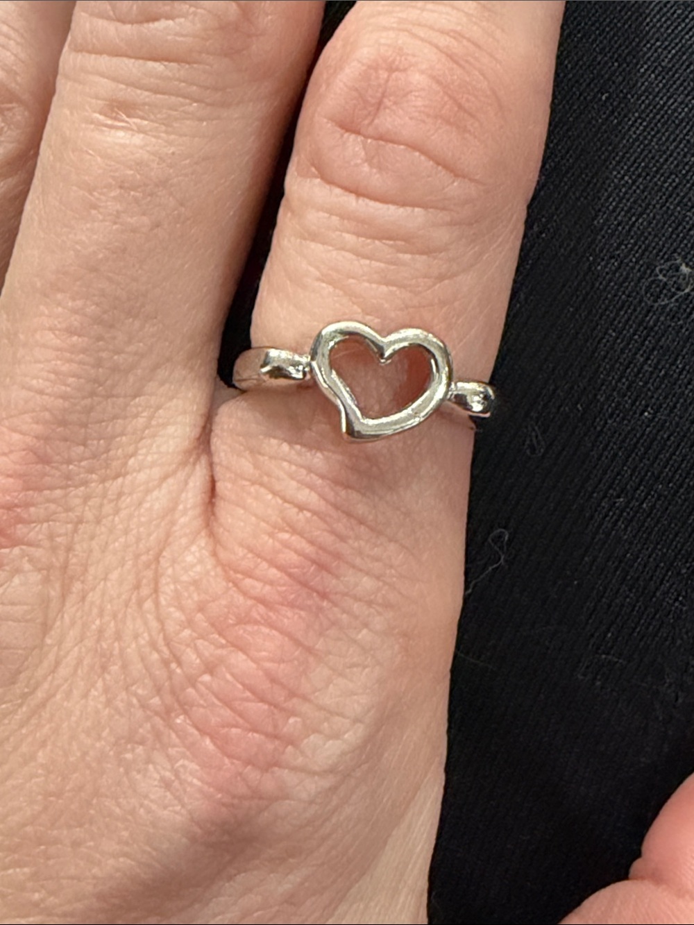 Sterling Silver Open Heart Ring - Silver